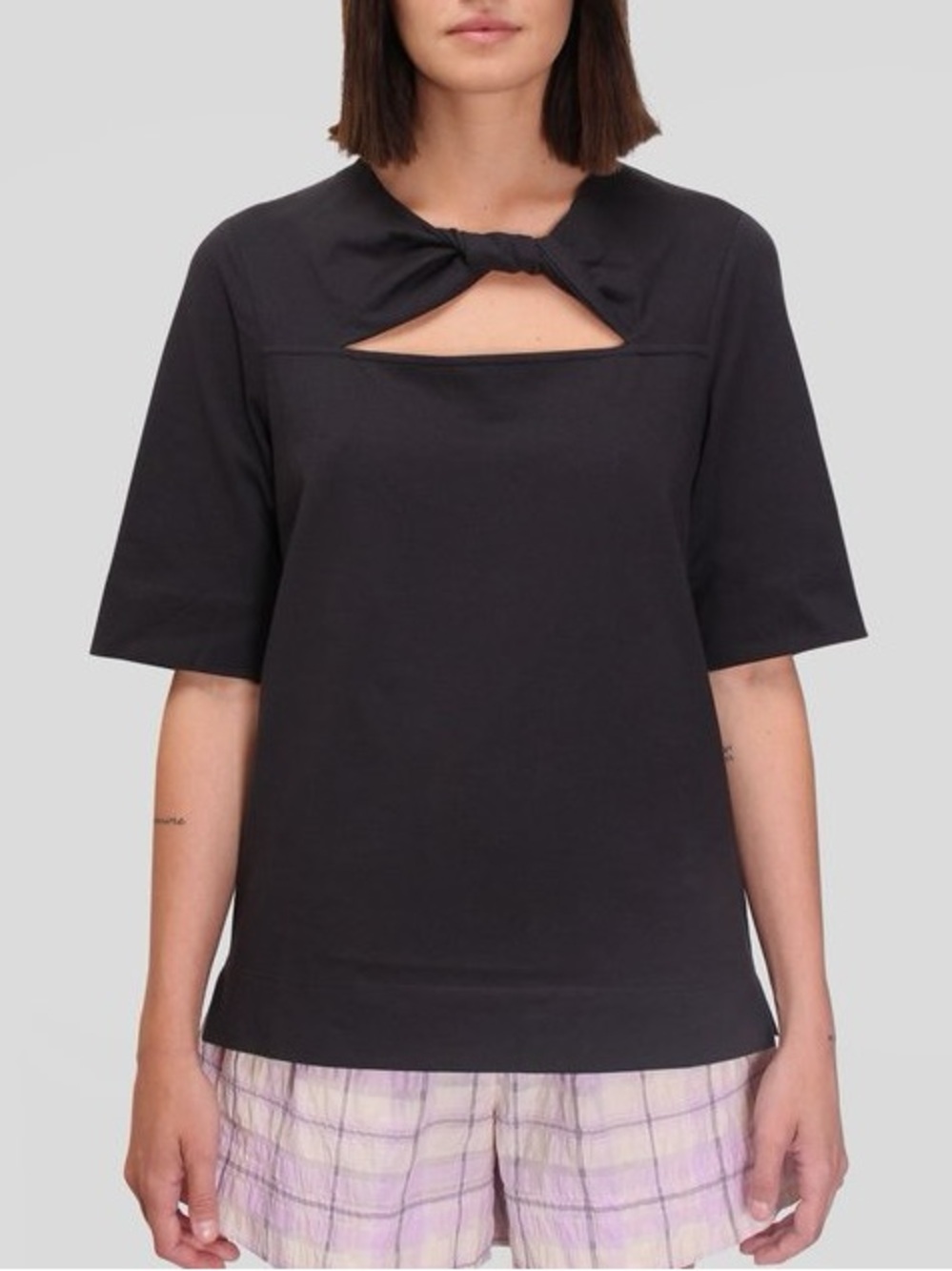 ganni twisted cutout tee